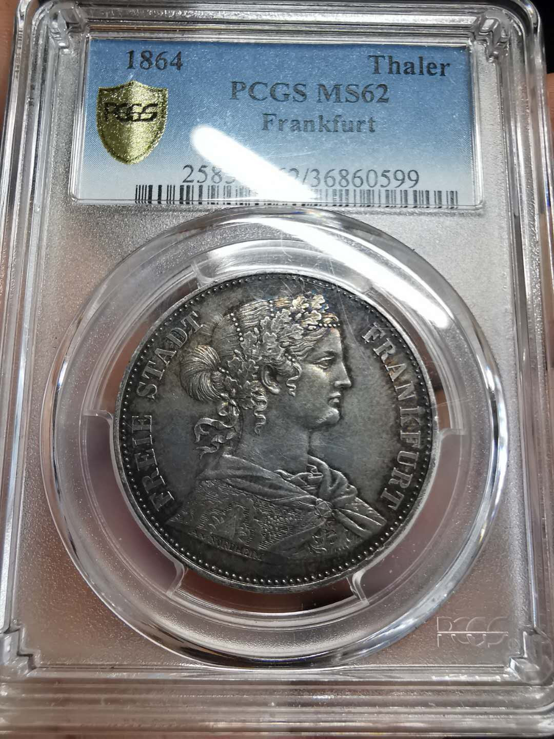 凡希社世界钱币微拍第一百期 1864法兰克福少女泰勒PCGS-MS62