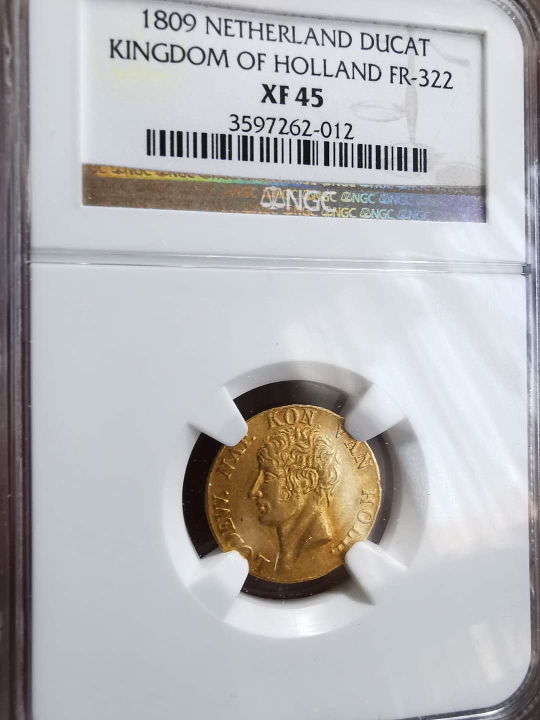 凡希社世界钱币微拍第一百期 稀！1809荷兰路易拿破仑金杜卡特NGC-XF45目录价XF800$