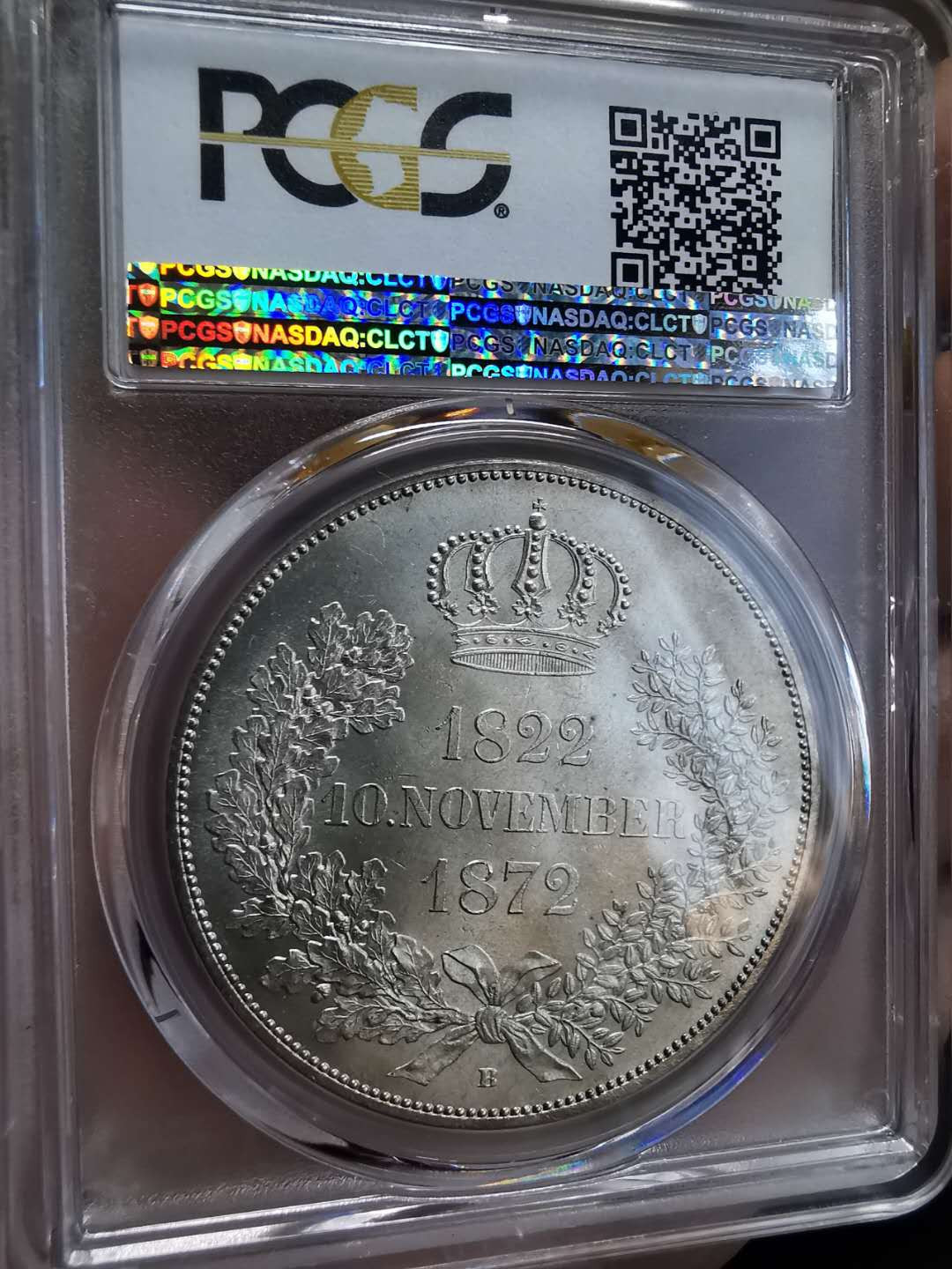 凡希社世界钱币微拍第一百期 荐！1872萨克森金婚2泰勒大银PCGS-MS63