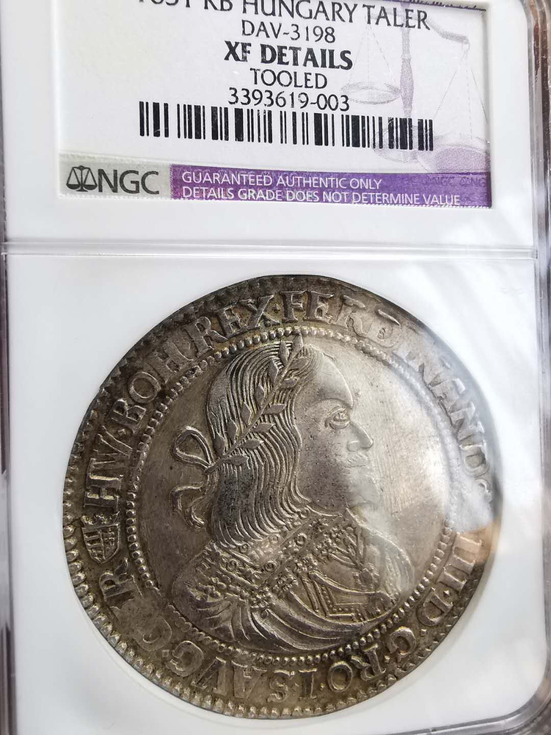 凡希社世界钱币微拍第一百期 1651匈牙利费迪南德三世泰勒NGC-XFD
