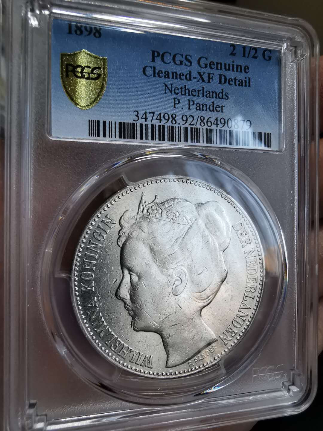 凡希社世界钱币微拍第一百期 1898荷兰威廉敏娜小皇冠2.5盾大银PCGS-XFD一年型