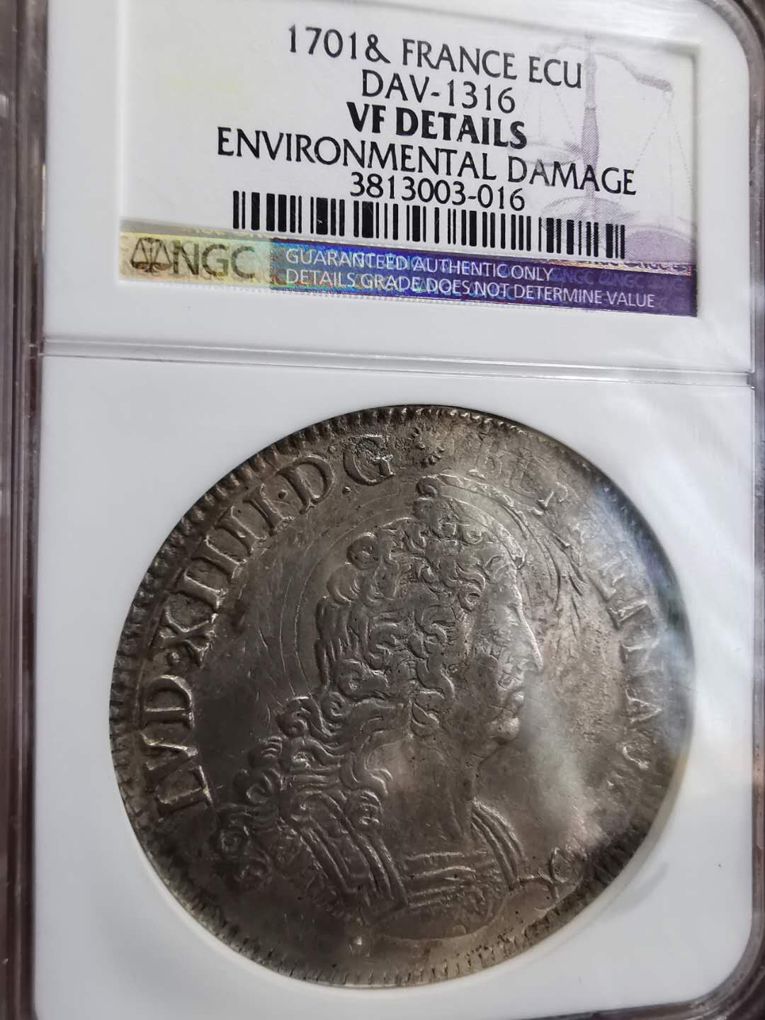 凡希社世界钱币微拍第一百期 1701法国路易十四埃居NGC-VFD