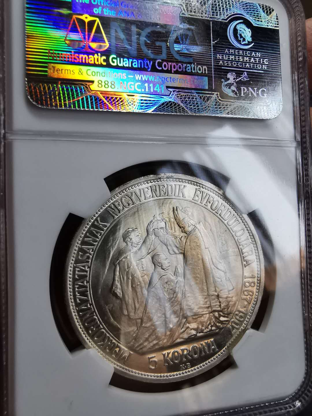 凡希社世界钱币微拍第一百期 1907匈牙利加冕5K大银NGC-PF63CAMEO