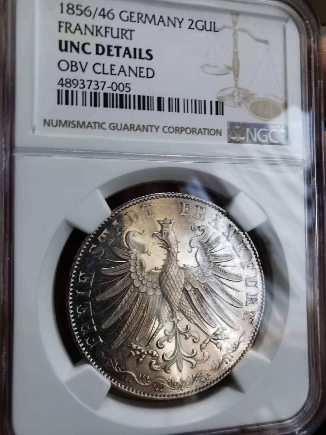 凡希社世界钱币微拍第一百期 1856法兰克福2盾NGC-UNCD