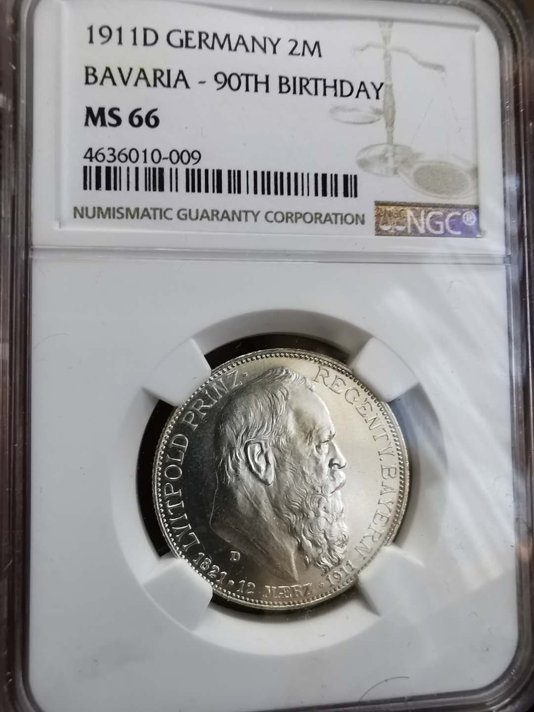 凡希社世界钱币微拍第一百期 1911巴伐利亚2马克NGC-MS66