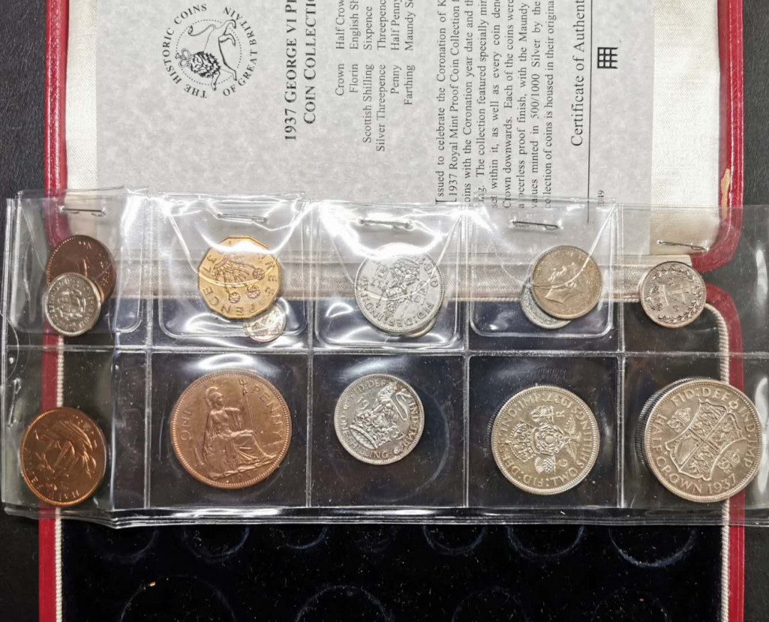 凡希社世界钱币微拍第一百期 1937英国乔六精铸PS缺克朗原盒