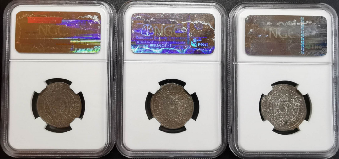 凡希社世界钱币微拍第一百期 1665/74奥地利维也纳厂6K银三枚NGC