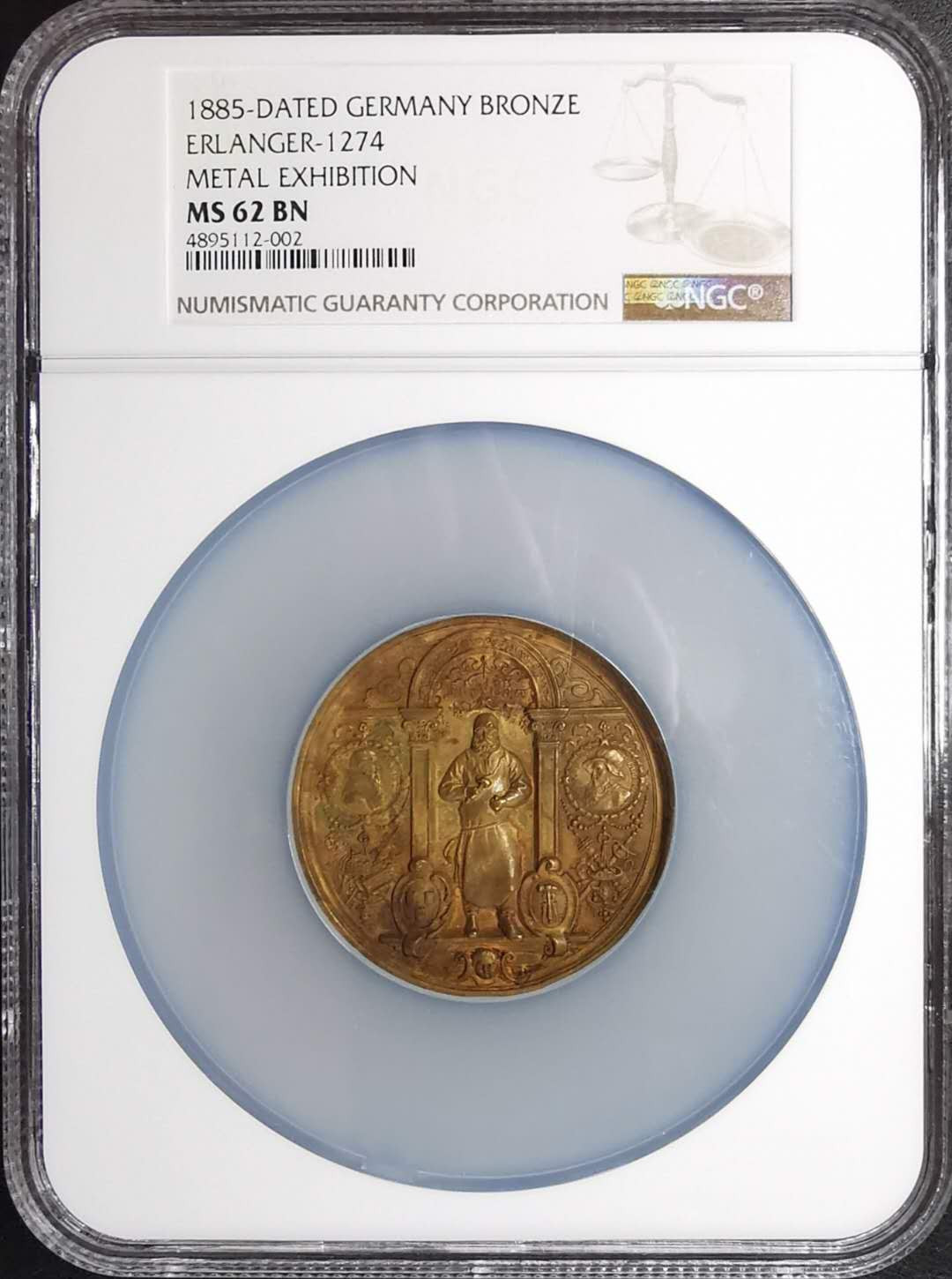 凡希社世界钱币微拍第一百期 1885德国金属博览会艺术大铜章NGC-MS62