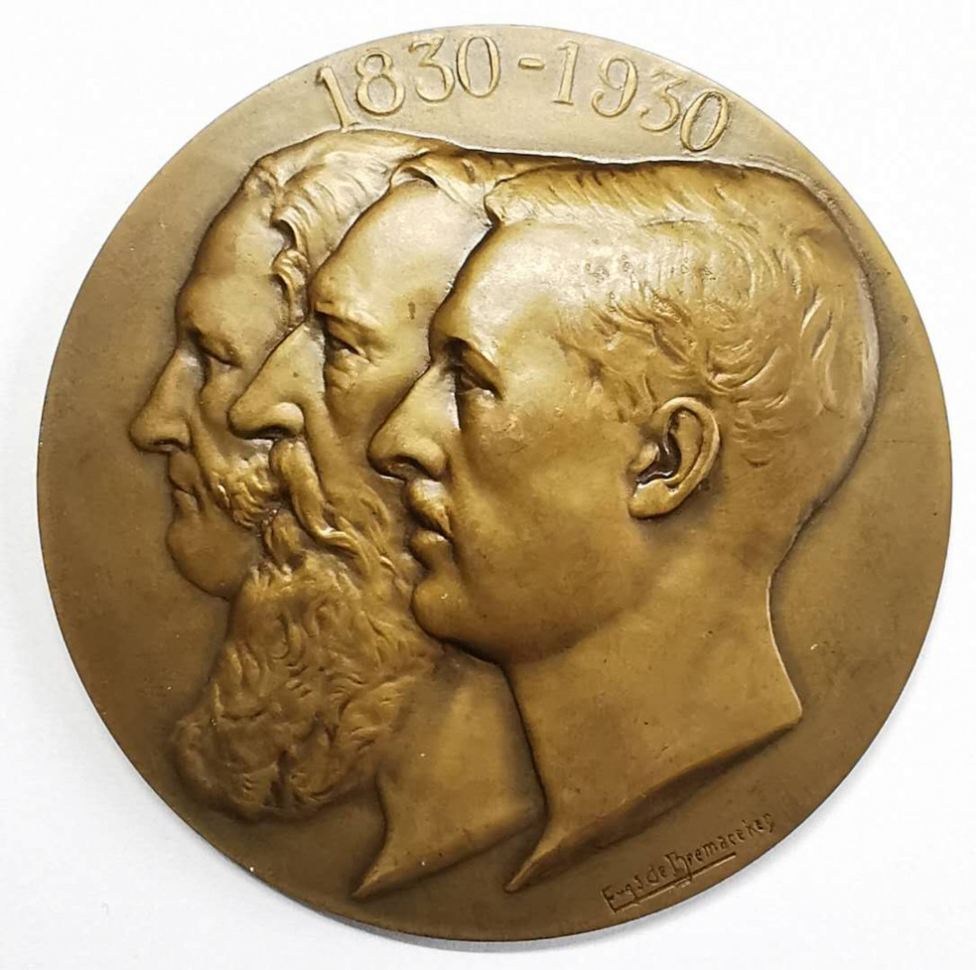 凡希社世界钱币微拍第一百期 1930比利时独立纪念三王背无字大铜章147克直径70MM