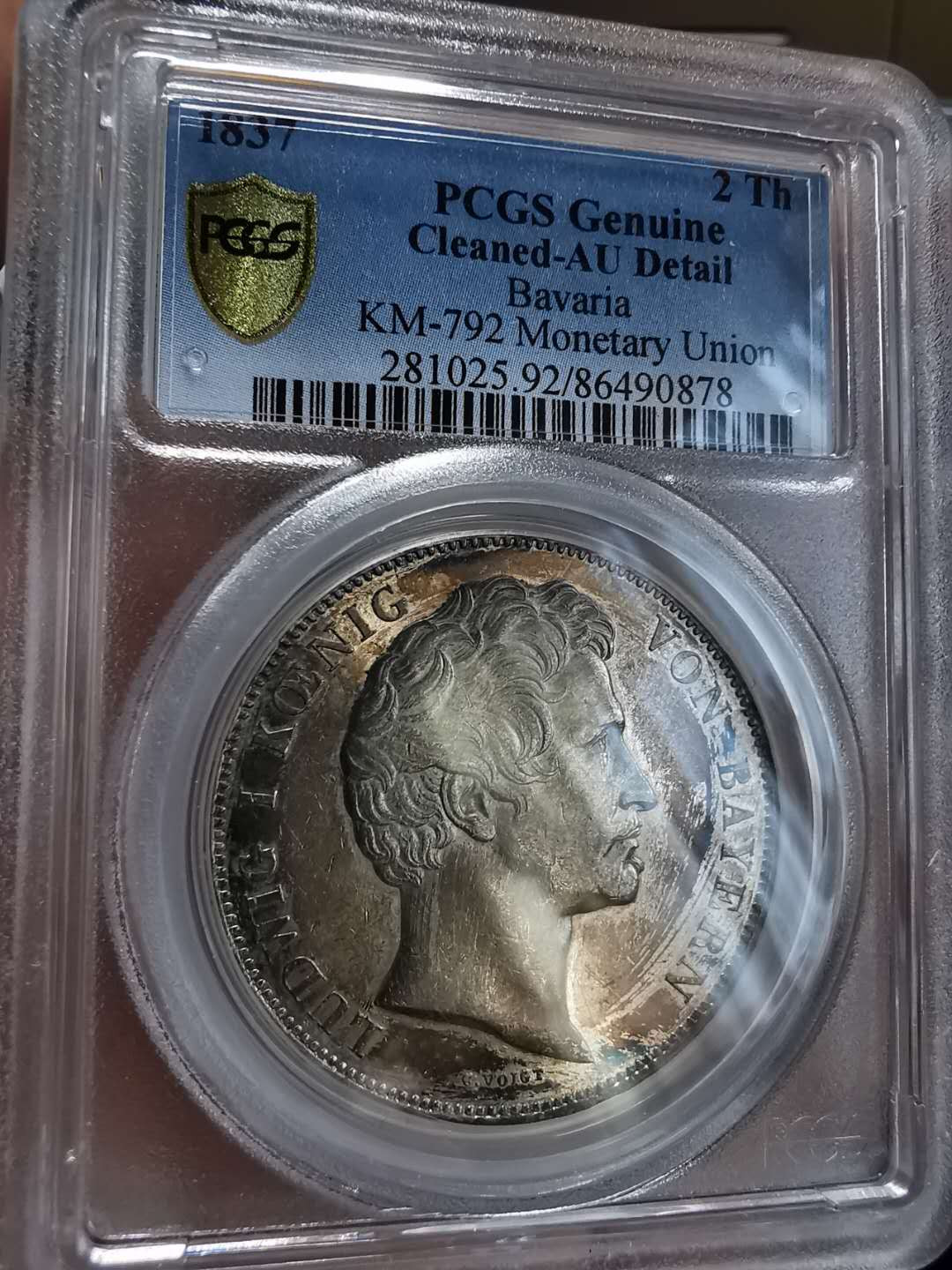 凡希社世界钱币微拍第一百期 1837巴伐利亚货币同盟2泰勒大银PCGS-AUD