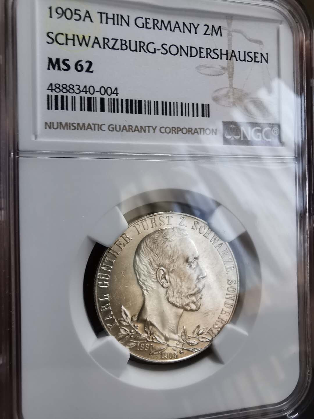 凡希社世界钱币微拍第一百期 1902施瓦茨堡2马克NGC-MS62