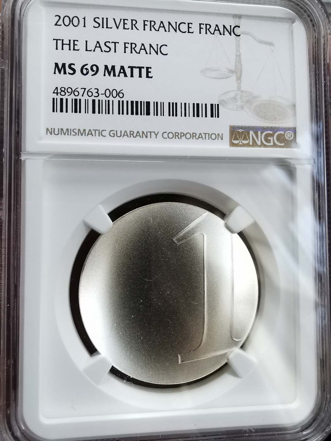 凡希社世界钱币微拍第一百期 2001法国最后的法郎波浪形银币NGC-MS69