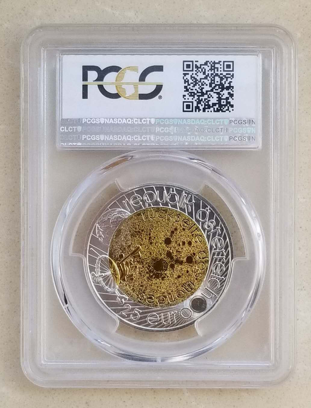 【随心拍&GetCoins】现代金银币拍卖第三十八期 PCGS69-奥地利2009年天文年伽利略25欧元银铌双金属币