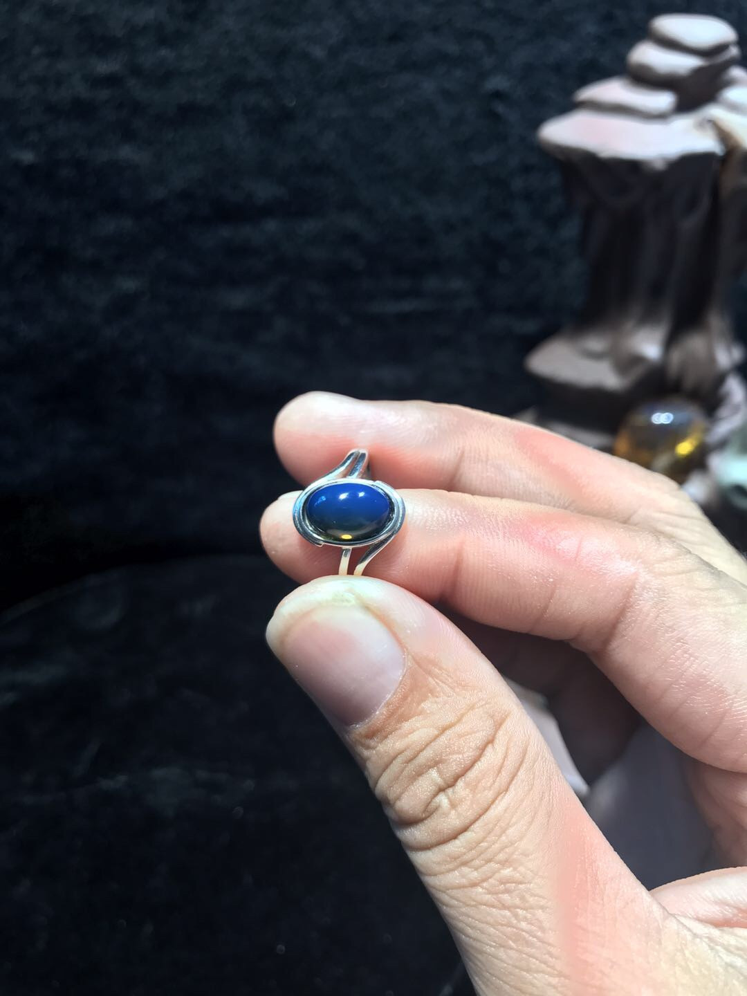 多米尼加琥珀专场 多米尼加蓝珀戒指💍（女款）