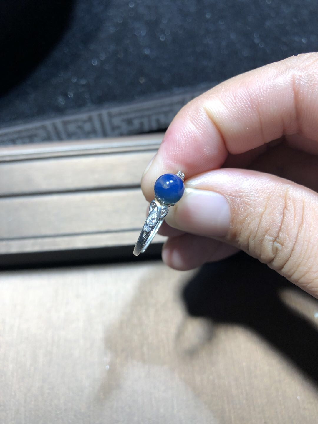 多米尼加琥珀、缅甸天然琥珀拼拍专场 多米尼加天然蓝珀戒指女款