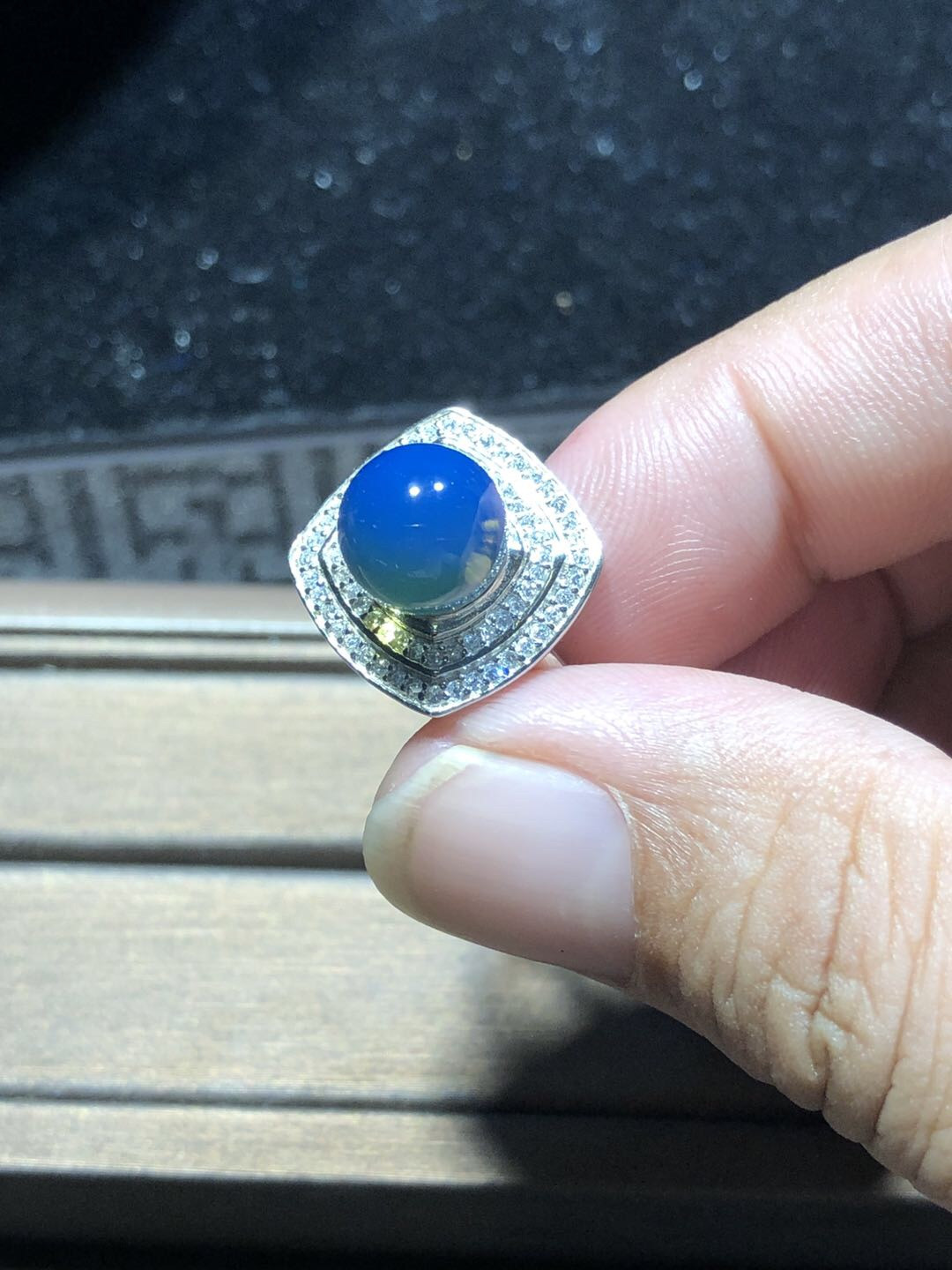 多米尼加琥珀、缅甸天然琥珀拼拍专场 多米尼加天然蓝珀戒指豪华款