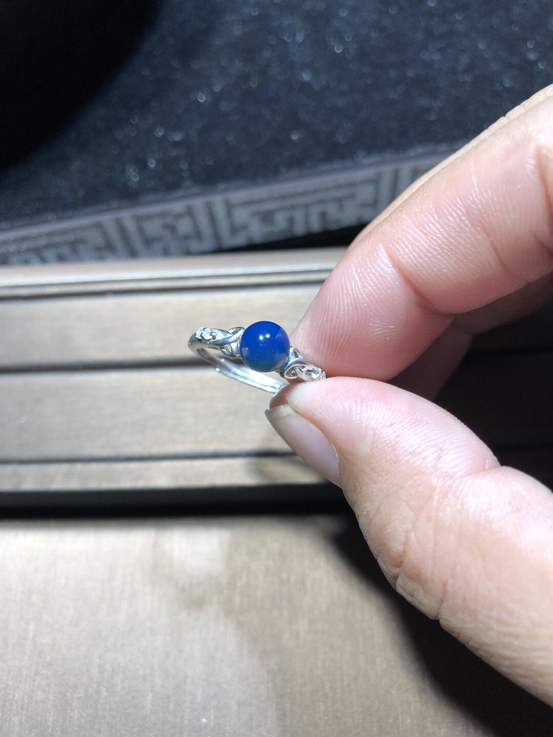 多米尼加琥珀、缅甸天然琥珀拼拍专场 多米尼加天然蓝珀戒指女款