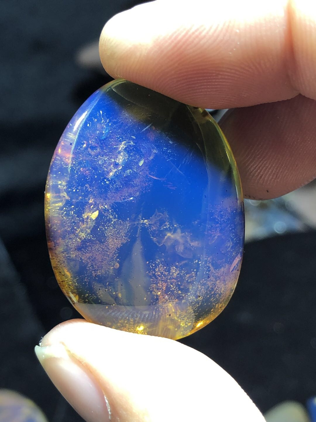 缅甸精品琥珀专场 缅甸高白蓝风景植物珀