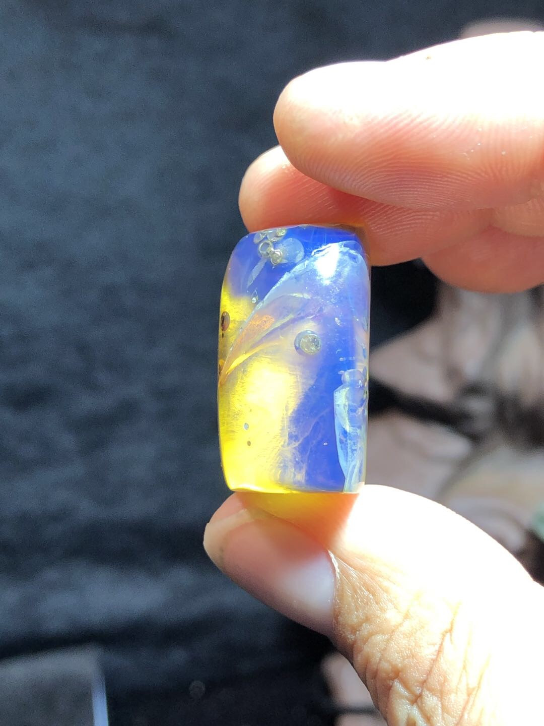 缅甸精品琥珀专场 收藏级精品虫珀！缅甸高白蓝风景虫珀