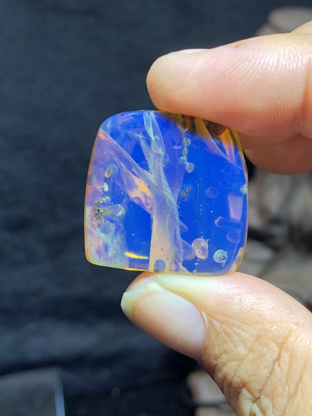 缅甸精品琥珀专场 收藏级精品虫珀！缅甸高白蓝风景虫珀