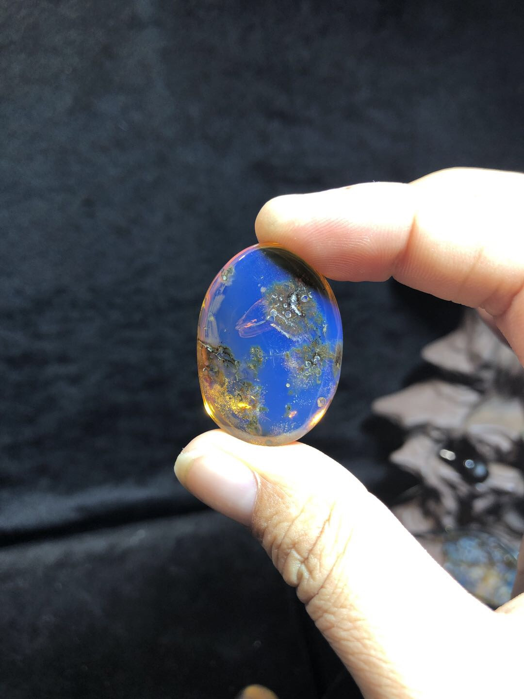 缅甸精品琥珀专场 缅甸高白蓝风景植物珀