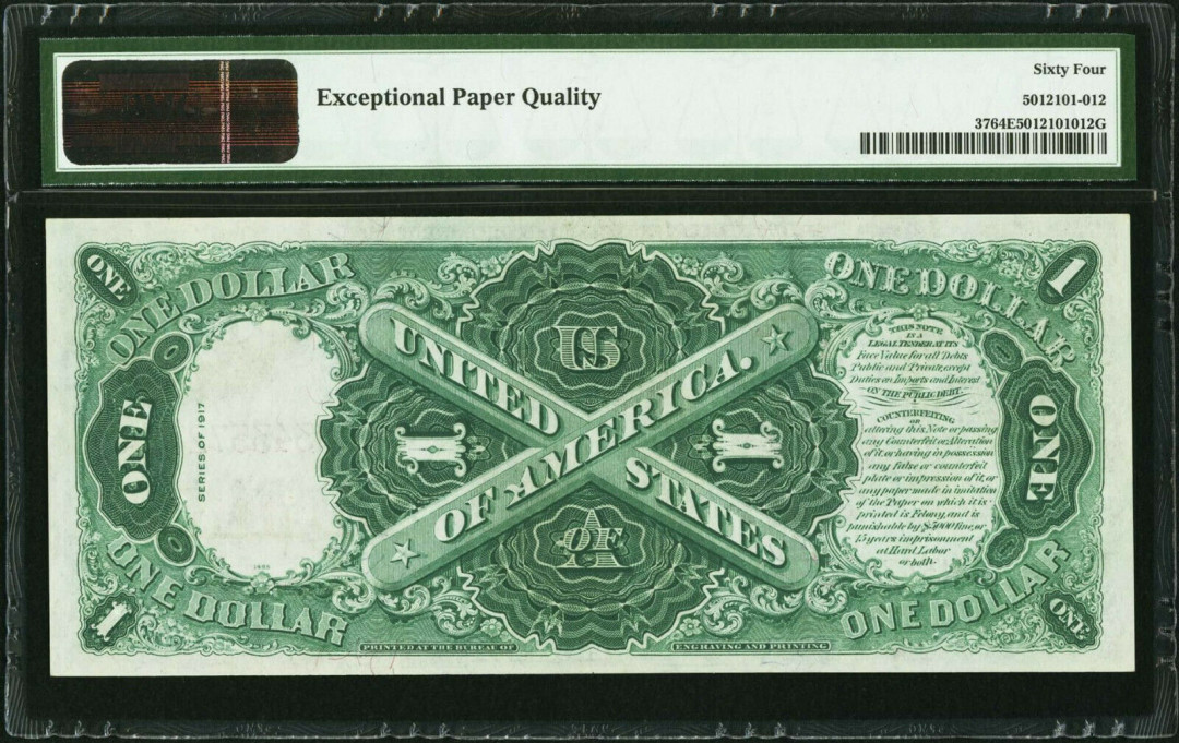 【收藏联盟】第108期拍卖——百年孤独  美国 1917年 1美元 大票幅 经典场景pmg64EPQ 性价比 原票UNC品相