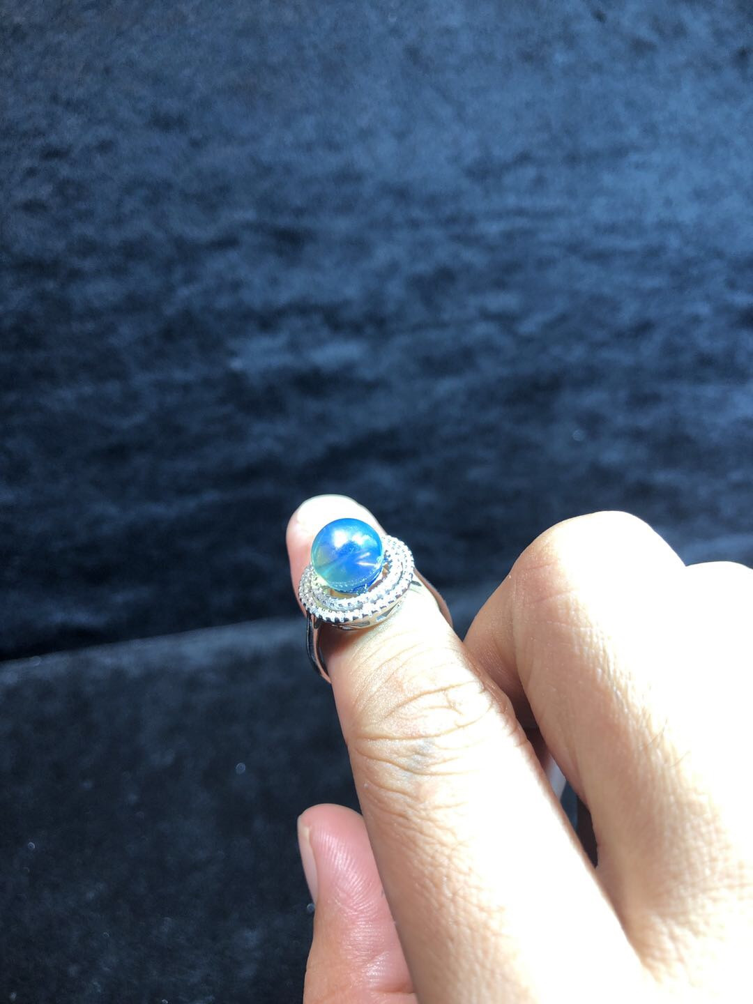 多米尼加蓝珀专场 多米尼加蓝珀圆珠款女戒