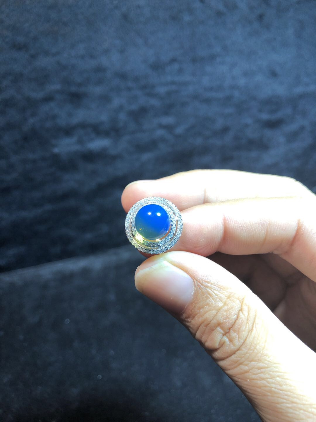 多米尼加蓝珀专场 多米尼加蓝珀圆珠款女戒