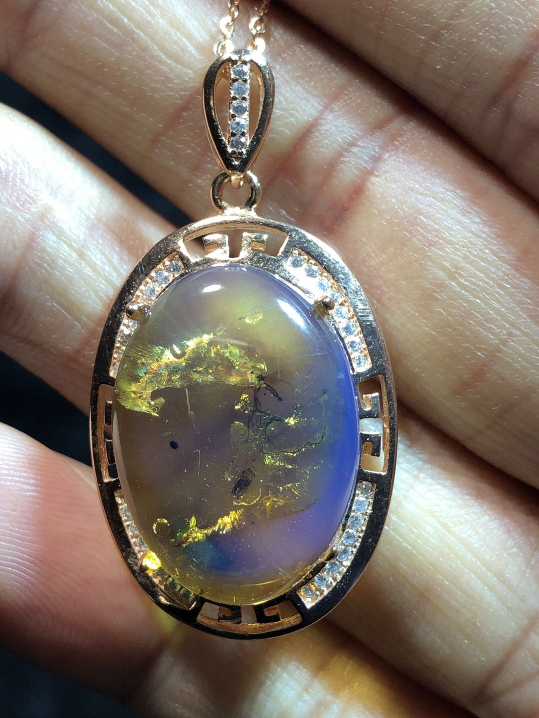 多米尼加蓝珀专场 多米尼加蓝珀虫珀项链吊坠