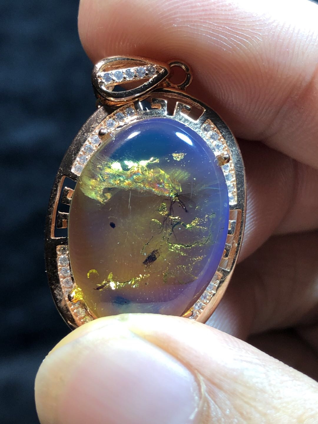 多米尼加蓝珀专场 多米尼加蓝珀虫珀项链吊坠