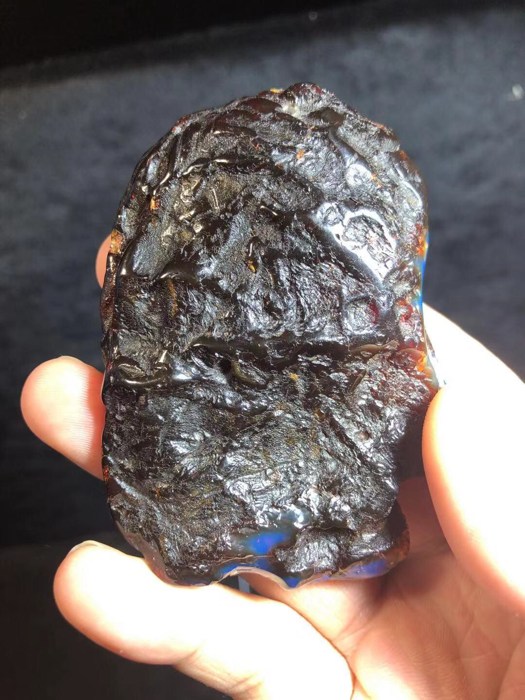 多米尼加蓝珀专场 多米尼加蓝珀红皮原石吊坠