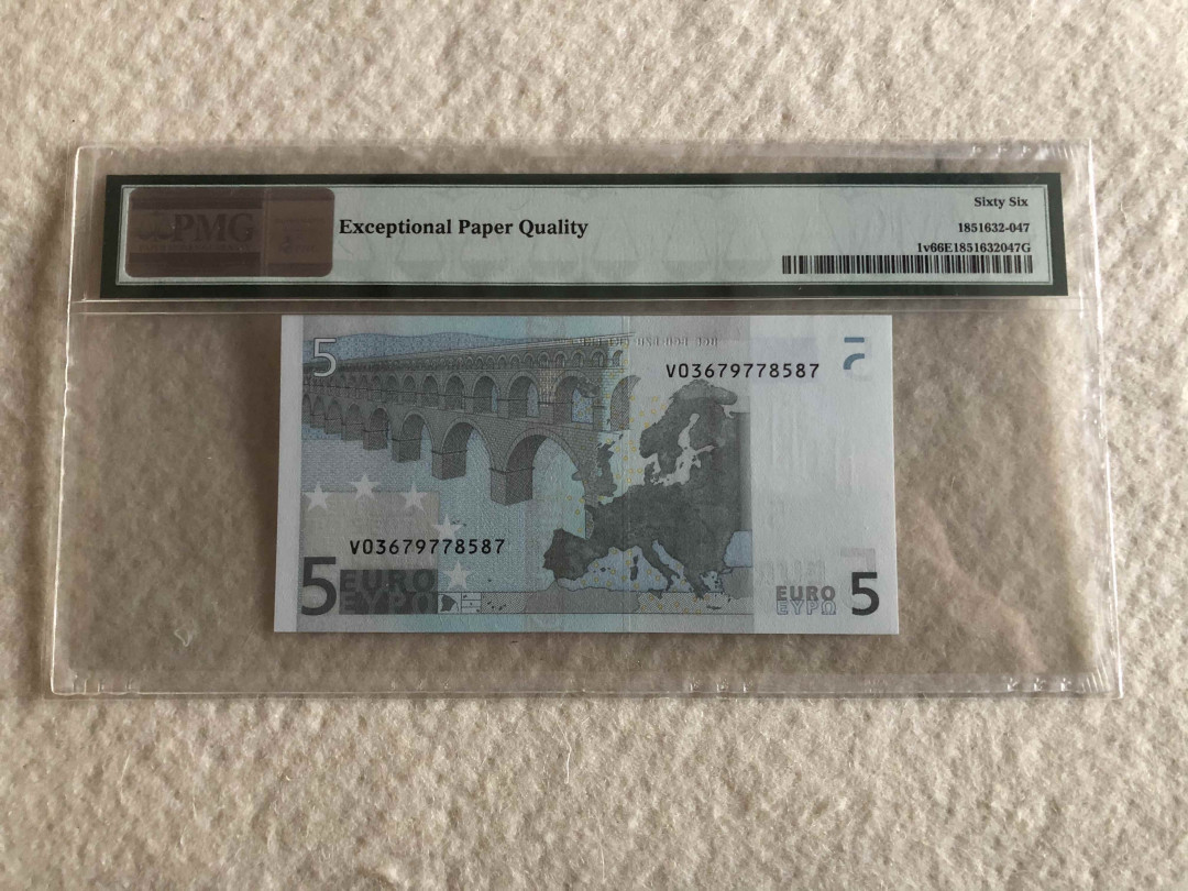 北京国际钱币博览会专场【收藏联盟】第109期拍卖——欧美环游记 西班牙版 一签 5欧元 PMG66EPQ 热门品种