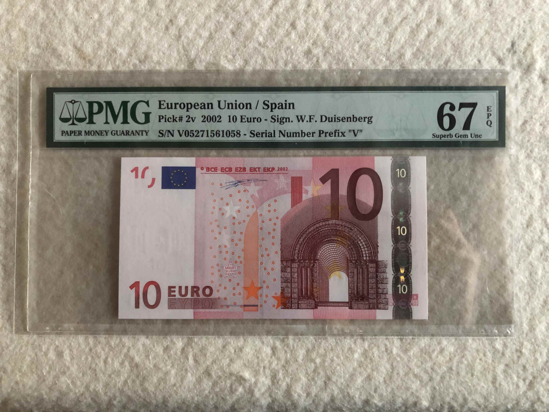 北京国际钱币博览会专场【收藏联盟】第109期拍卖——欧美环游记 西班牙版 一签 10欧元 PMG67EPQ 高分 热门品种