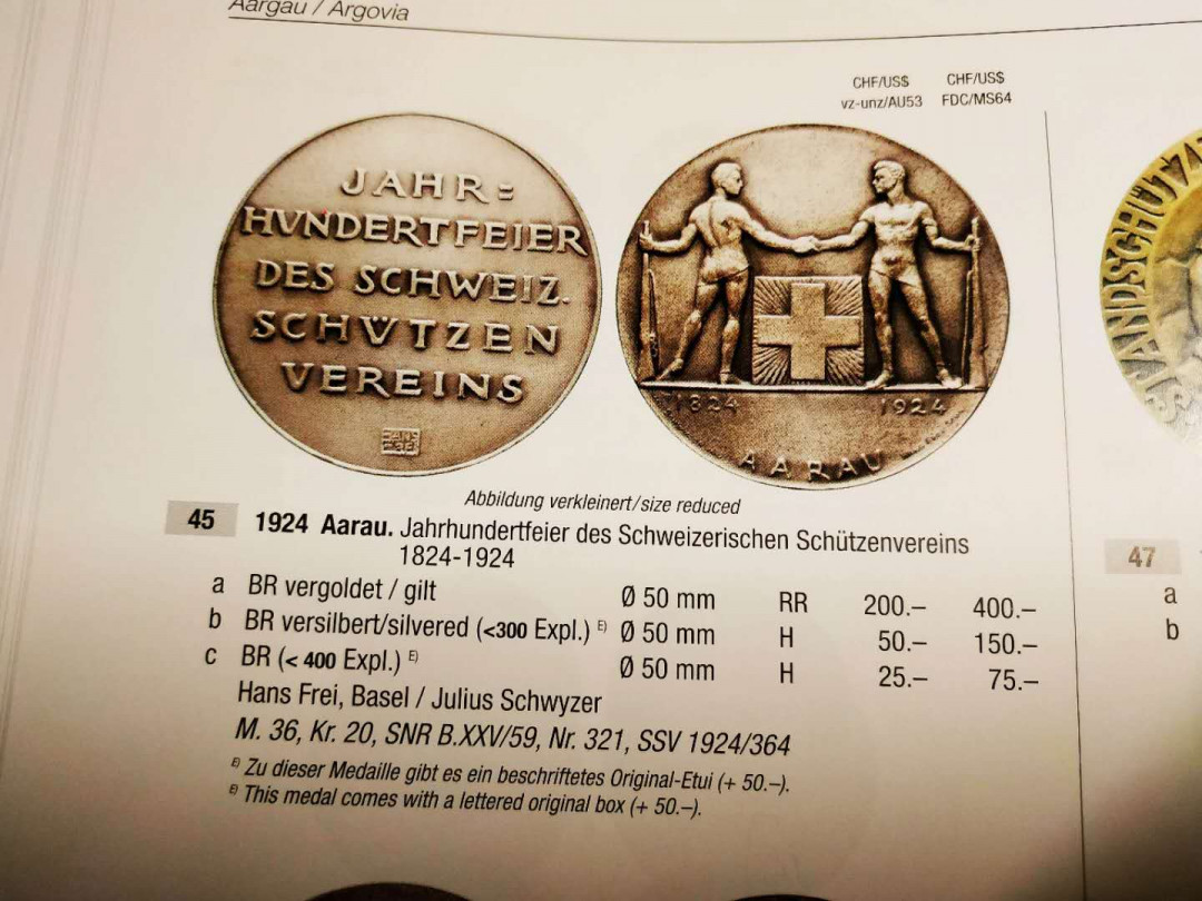 【德藏】世界币章清仓特惠--北京钱博会专场 【德藏】1924年瑞士阿劳射击节银章铜章一对