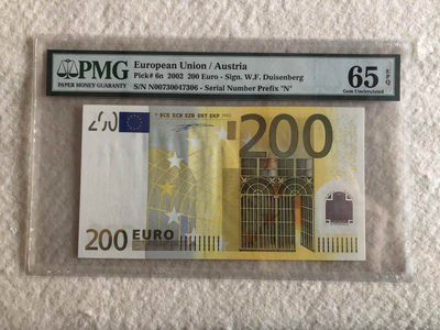 北京国际钱币博览会专场【收藏联盟】第109期拍卖——欧美环游记 - 奥地利版 一签 200欧元 PMG65EPQ 热门品种