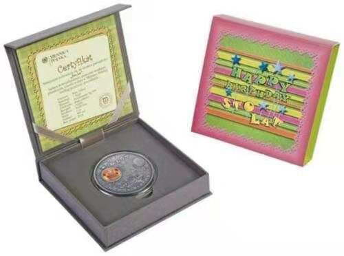 【币观天下】第九十一期钱币拍卖-北京国际钱币展专场 【纽埃】纽埃2014年1元，1盎司 龙头币 加大 生日快乐系列-“大蛋糕” 仿古抗氧 精浮雕 数字亮光高清彩色艺术精制大银币