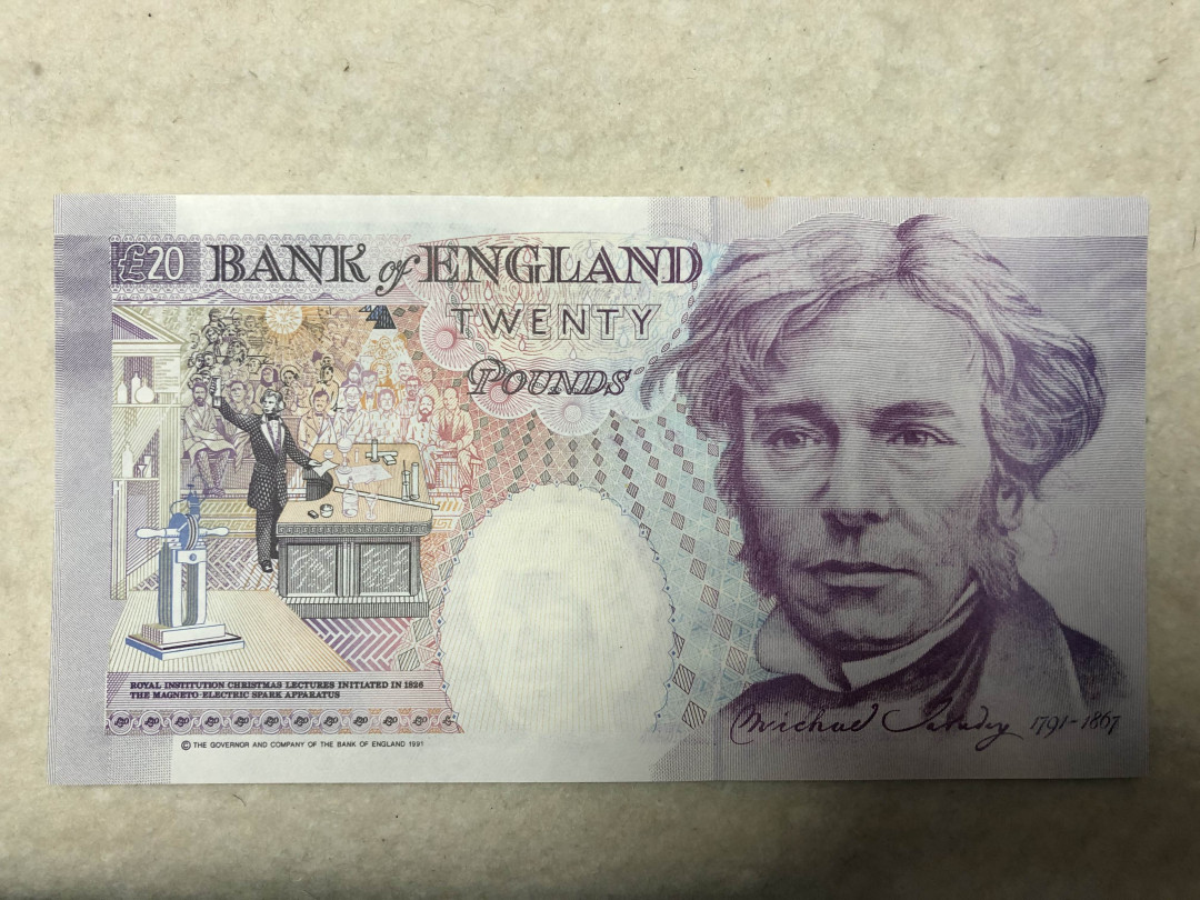 北京国际钱币博览会专场【收藏联盟】第109期拍卖——欧美环游记 【一组4张】英国E序列皇冠版5镑（UNC品相）、10镑（A01首发冠，UNC-有黄斑）、20镑（UNC-有黄斑）以及E序列10镑（UNC品相） 