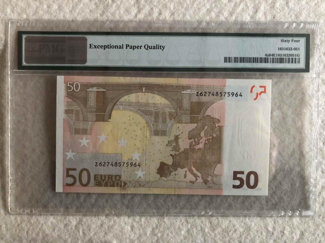北京国际钱币博览会专场【收藏联盟】第109期拍卖——欧美环游记 比利时版 一签 50欧元 PMG64EPQ 热门品种