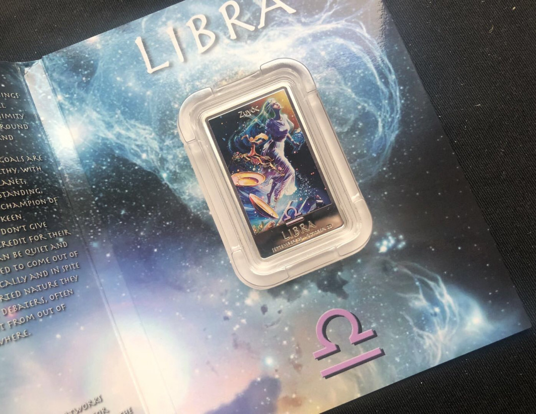 【币观天下】第九十一期钱币拍卖-北京国际钱币展专场 纽埃2011年1元，1盎司 日本大师加贺谷穰超级大作---蓝色梦幻星空“天秤座”异形 高清彩色