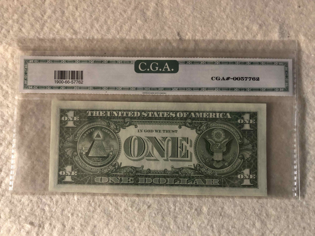 北京国际钱币博览会专场【收藏联盟】第109期拍卖——欧美环游记 美国 1963年 1美金 小号 CGA66EPQ 华盛顿