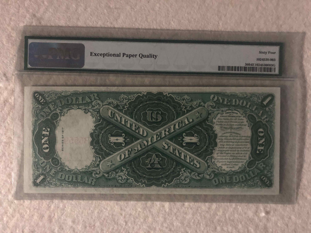 北京国际钱币博览会专场【收藏联盟】第109期拍卖——欧美环游记 美国 1917年 1美元 大票幅 经典场景pmg64EPQ 性价比 原票UNC品相