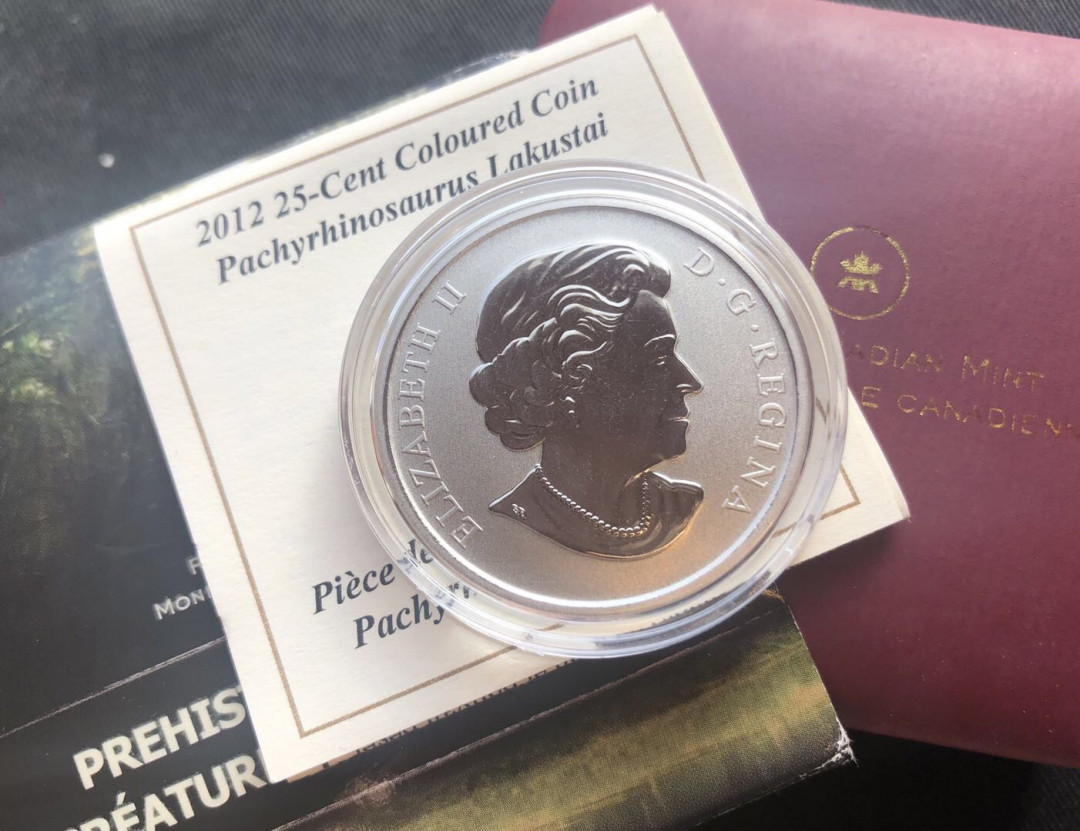 【币观天下】第九十一期钱币拍卖-北京国际钱币展专场 【加拿大】加拿大2012年史前动物1恐龙厚鼻龙夜光合金币