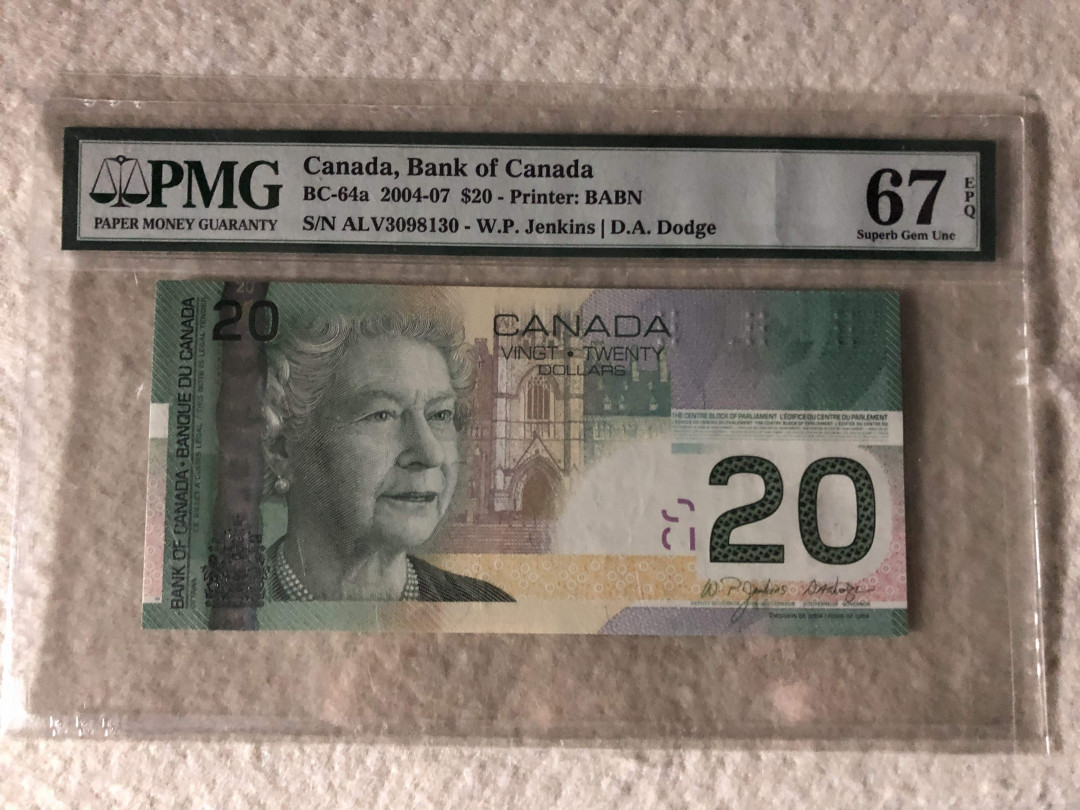 【收藏联盟】第110期拍卖——悠远岛歌 加拿大 2004-07年 20元 PMG67EPQ 高分