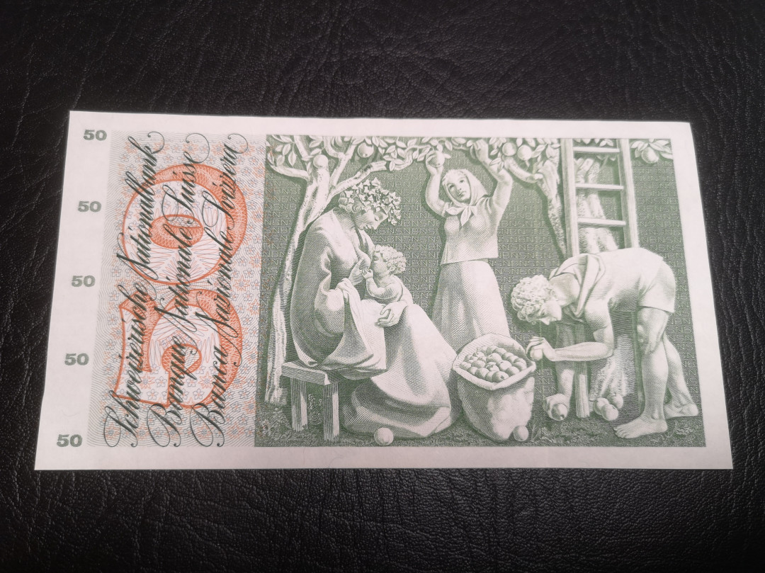 《外钞收藏家》第七十二期拍卖 瑞士1972年50法郎 全新unc 苹果园