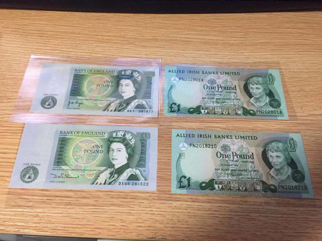 【收藏联盟】第110期拍卖——悠远岛歌 【一组4张】爱尔兰联合银行 1镑 UNC 2张&英国D序列 1镑 UNC-  2张