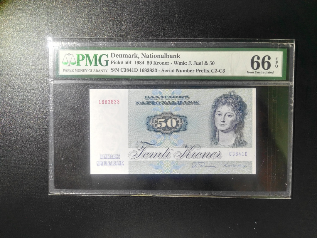 【收藏联盟】第110期拍卖——悠远岛歌 丹麦 1984年 50克朗 PMG66EPQ p50f