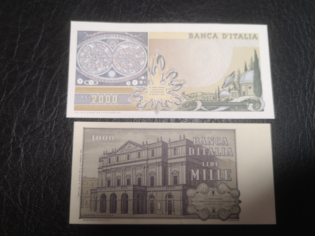 《外钞收藏家》第七十二期拍卖 意大利1000、2000两张小票 au品相