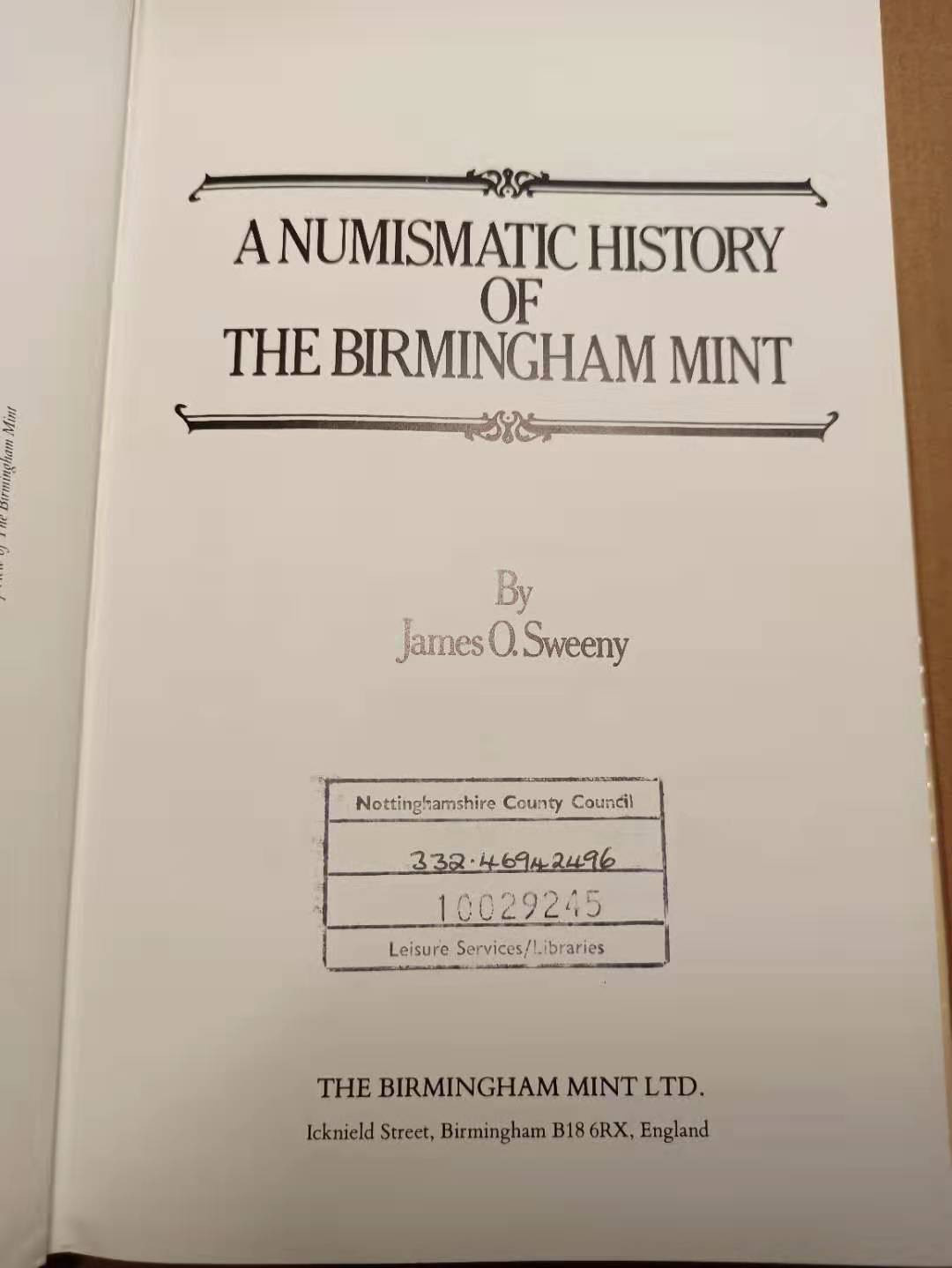 【德藏】世界币章目录书籍专场拍卖 英国伯明翰造币厂志