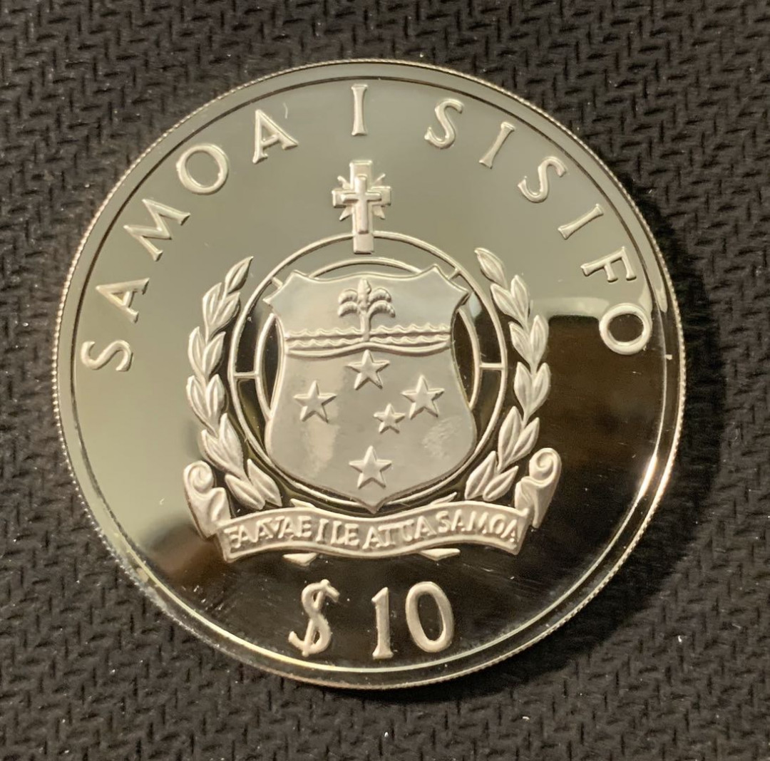 紫瑗钱币—微拍第二期 CICE特别场 外国现代银币 萨摩亚 1991年 巴塞罗那运动会 铅球 10元 31.47克 0.925银