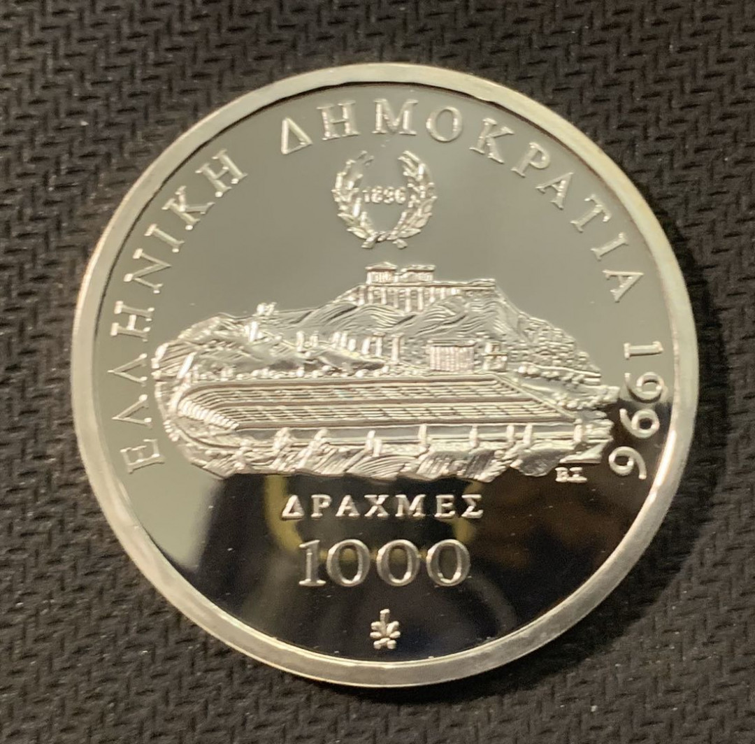 紫瑗钱币—微拍第二期 CICE特别场 外国现代银币 希腊 1996年 奥运会 1000德拉克马 银币 33.7克 0925银